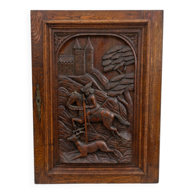Porte en bois sculpté en chêne massif