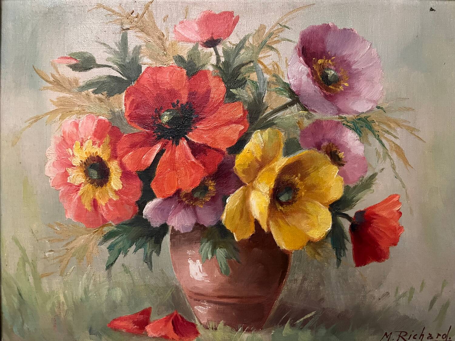 Painting: oil on canvas - still life with anemones