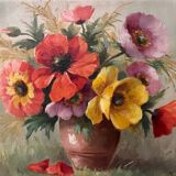 Painting: oil on canvas - still life with anemones