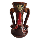 Vintage Vallauris Vase with Drip Glaze – Hand Decorated – 1950s/60s
