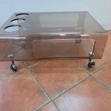 Smoked plexiglass coffee table from the 70s
