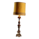 Lampe ancienne en bois sculpté doré et tissu, XXe siècle
