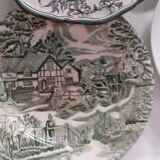 Suite of 6 retro plates vintage green absinthe