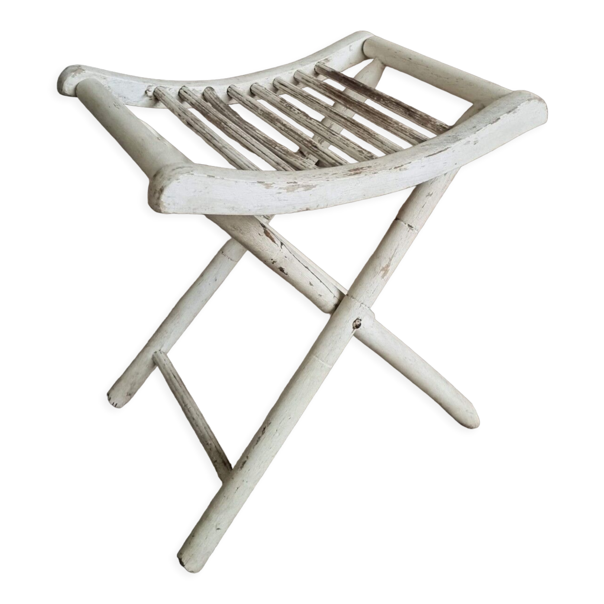 Vintage stool folding stool chalk white