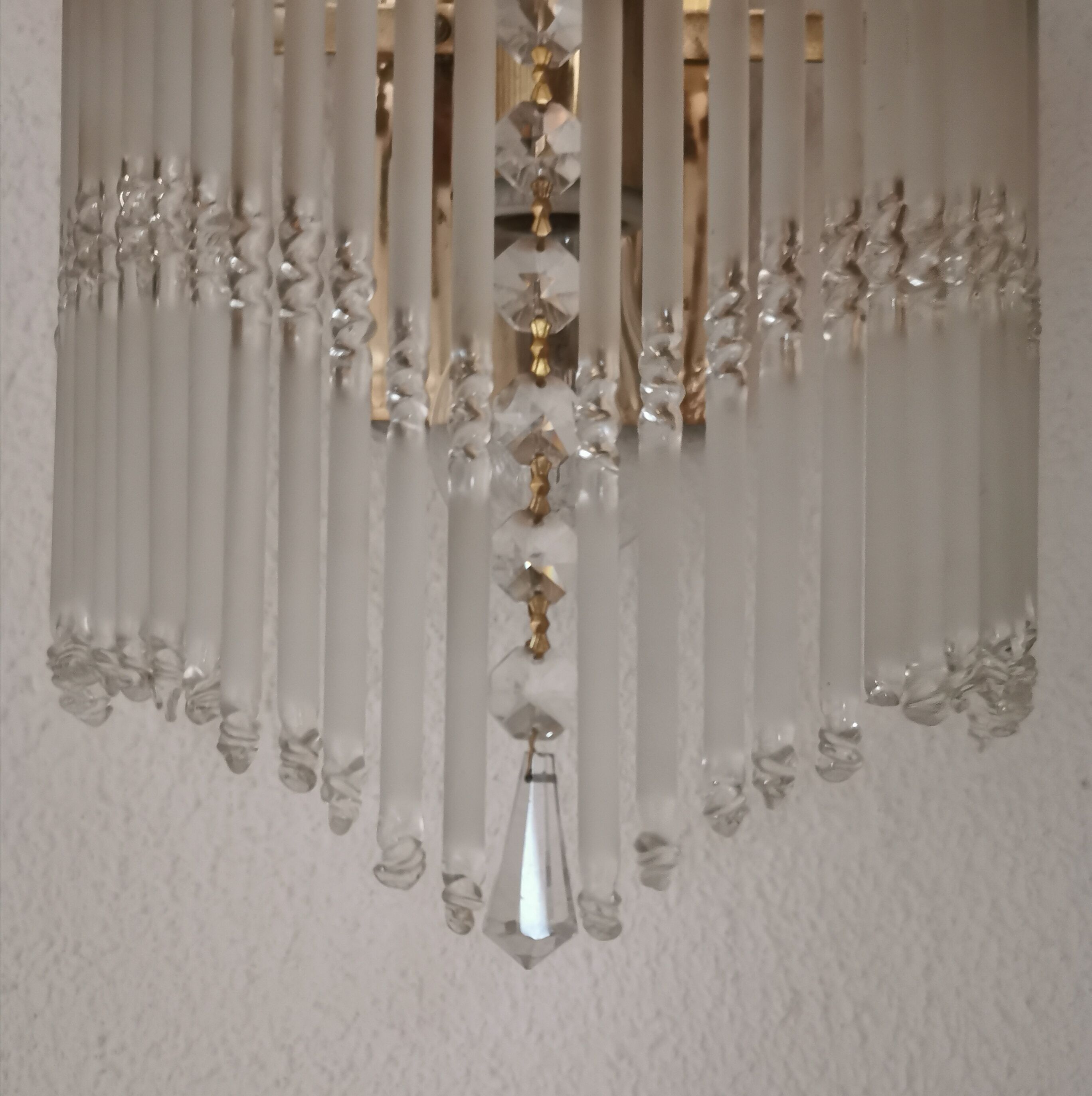 Vintage wall sconce gold metal and stamps