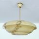 Art Deco Pendant Light, Marble Glass Amber Ivory, Alabaster Style, Vintage Chandelier