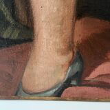 Oil painting on canvas of a nude woman in Art Deco style, old portrait.