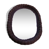 Retro wicker oval mirror