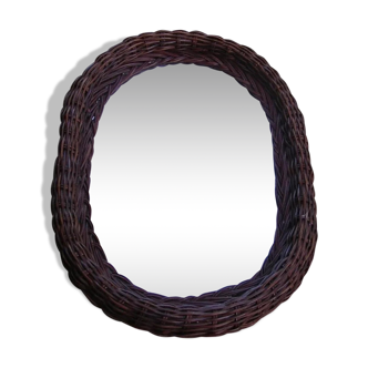 Retro oval wicker mirror