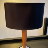 Scandinavian wood and metal lamp chrom from the 70s-80s