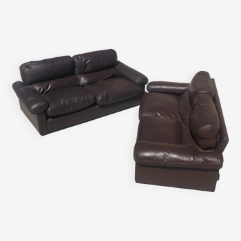 Pair of leather sofas model "Petronio" by Tito Agnoli for Poltrona Frau 1970