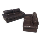 Pair of leather sofas model "Petronio" by Tito Agnoli for Poltrona Frau 1970