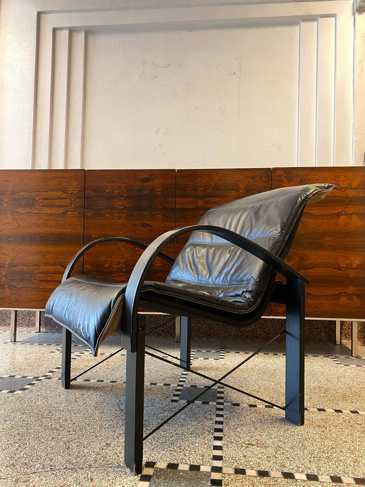 Pair of "Polhem" armchairs in leather by Tord Björklund for IKEA 1980.