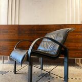 Pair of "Polhem" armchairs in leather by Tord Björklund for Ikea 1980.