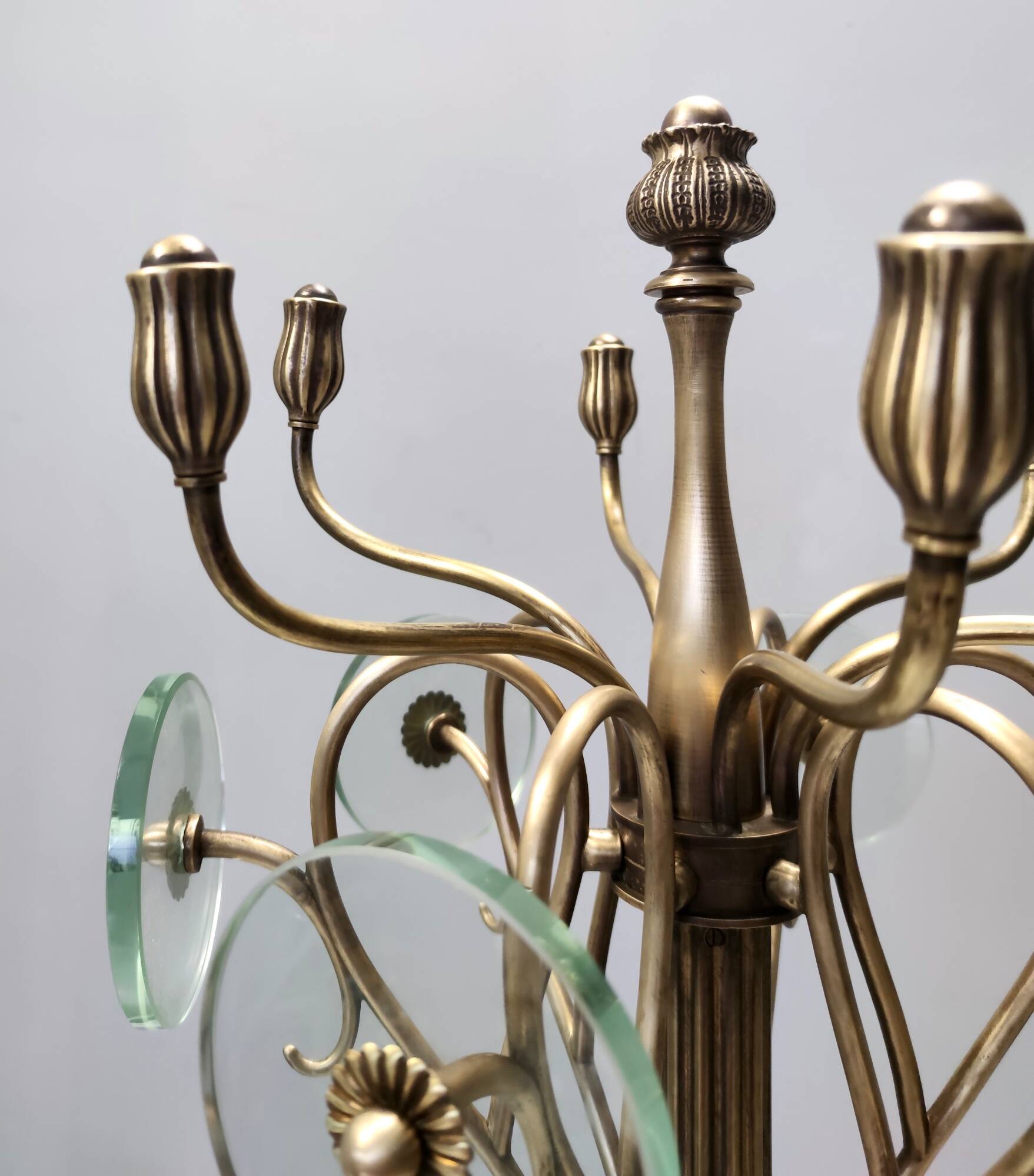 Brass and Glass Revolving Coat Rack, Italy