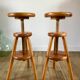 pair of adjustable architect stools pine style 60s