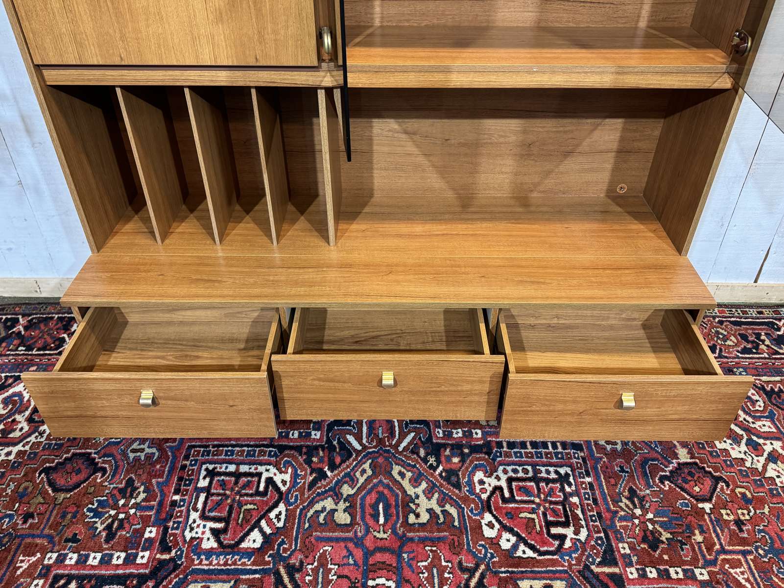Teak veneer buffet bar from the 1980s.
