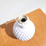 Vintage golf ball lamp base, white ceramic "Monteuse"