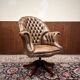 Classic English Chesterfield Director Chair Brown