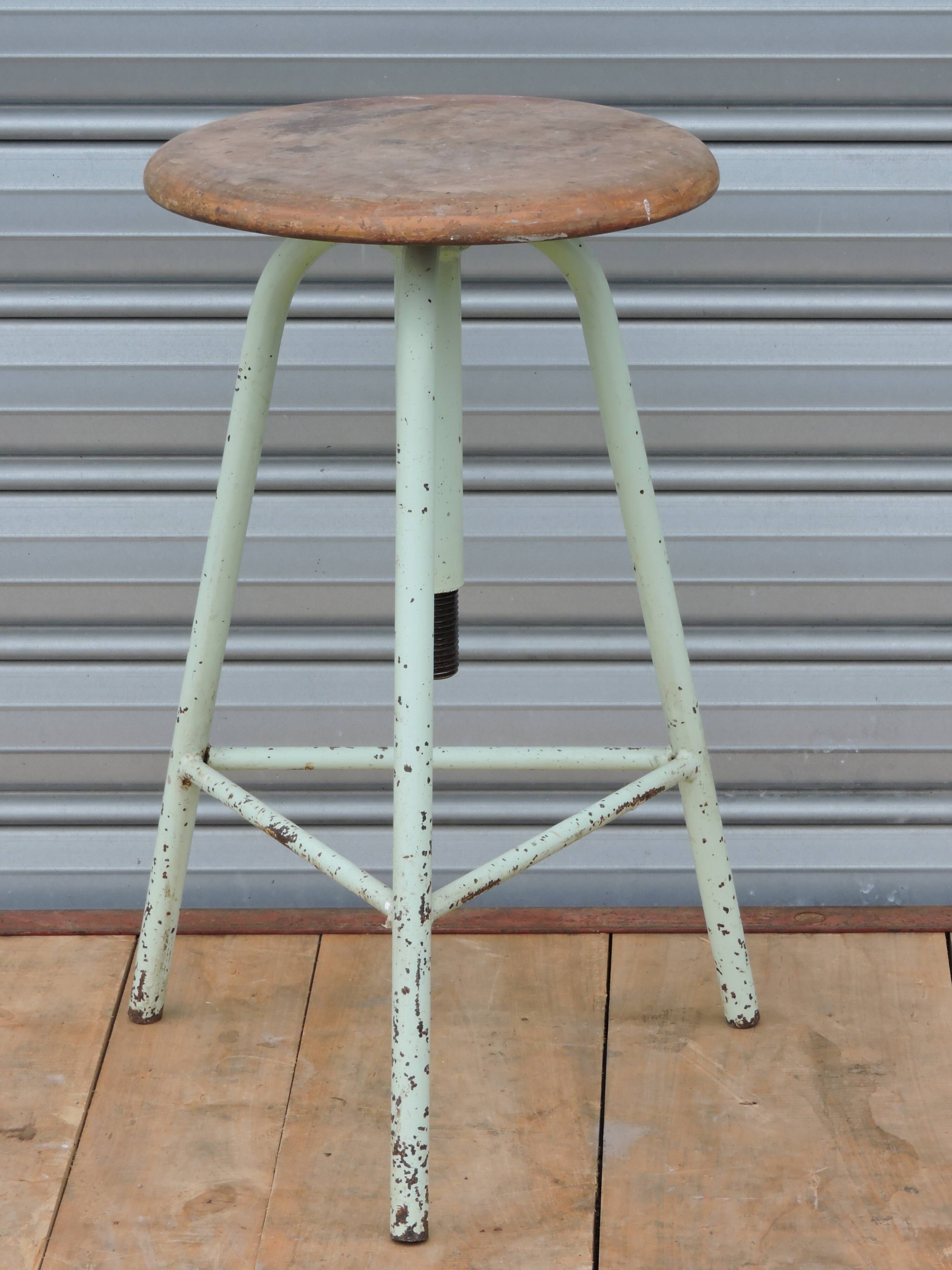 Industrial tripod stool establishments Sautereau Paris adjustable in height