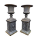 Large antique cast iron vases on pedestal