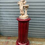 Old large Sarreguemines ceramic pedestal column
