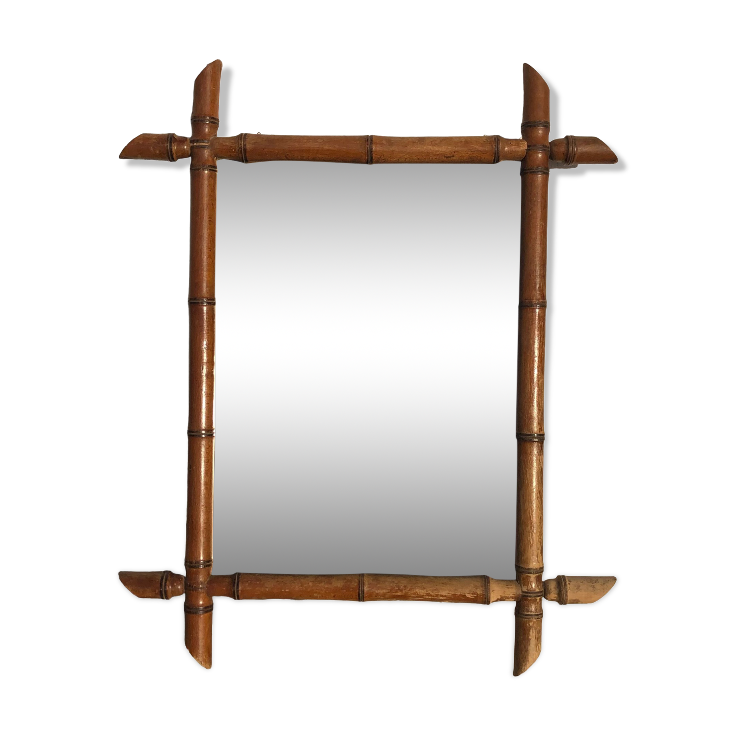 Bamboo style wooden mirror, 68 x 55 cm
