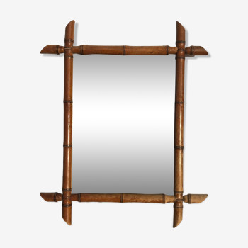 Bamboo style wooden mirror, 68 x 55 cm