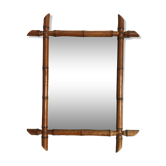 Bamboo style wooden mirror, 68 x 55 cm