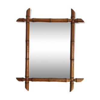 Bamboo style wooden mirror, 68 x 55 cm