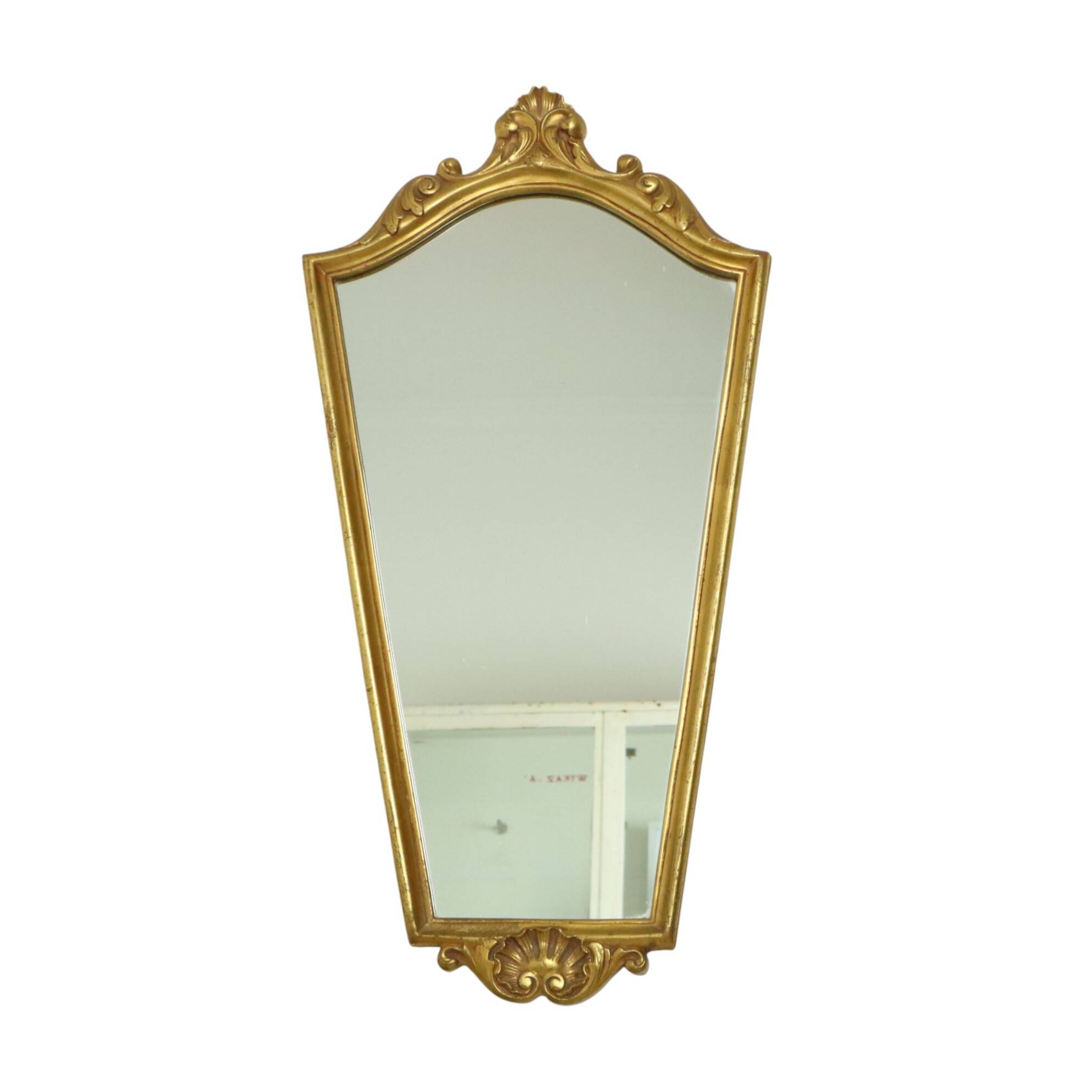Classic Gold Leaf Mirror Crested Mirror Baroque Style 75cm