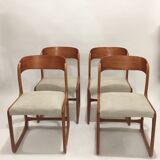 Series of 4 reupholstered Baumann sled chairs