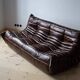 Togo 3-seater sofa in shiny brown leather