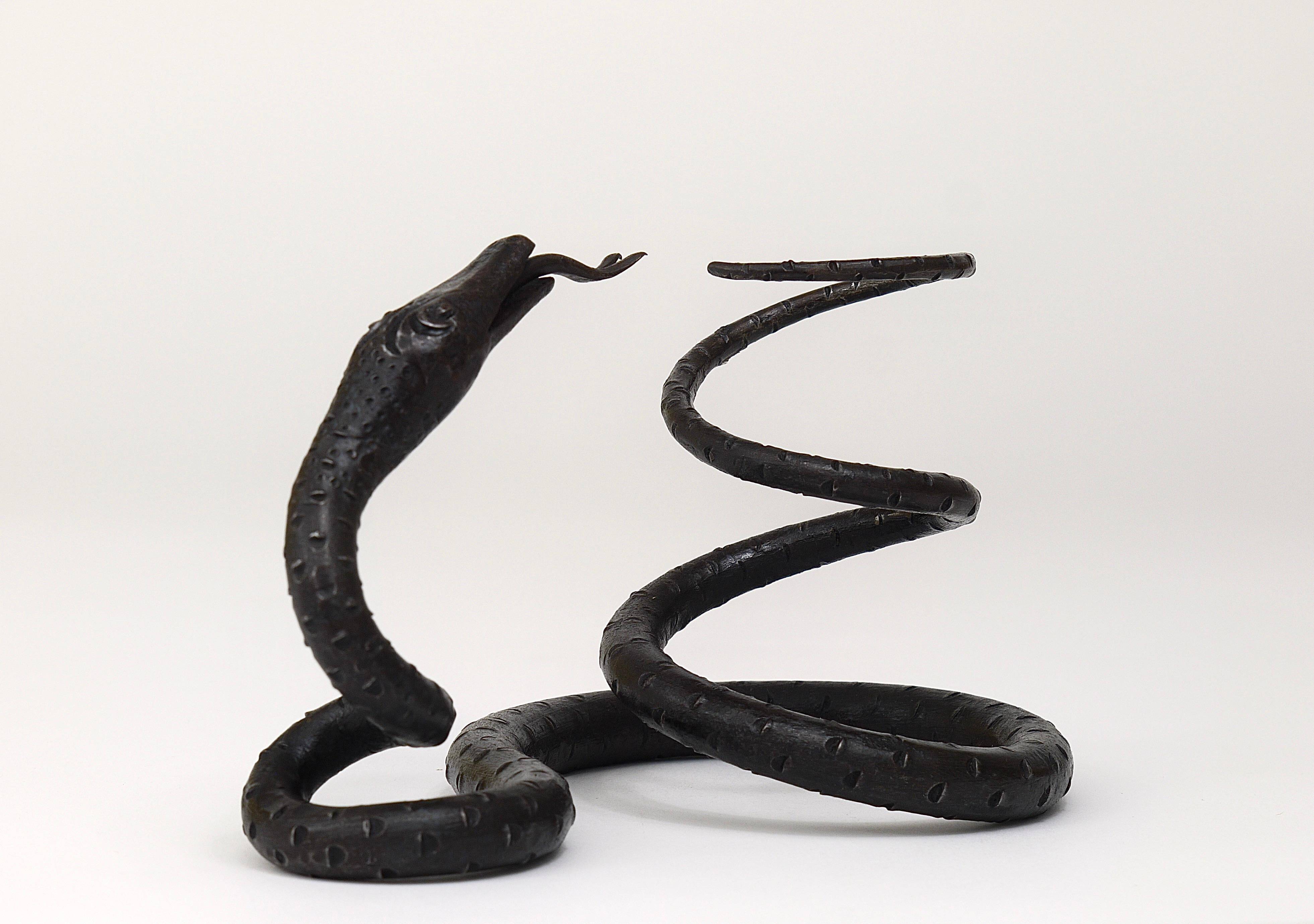 Sculpture of a serpent or wrought iron serpent in the style of Edgar Brandt, Austria, 1920s.