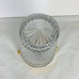 Hollywood regency cut crystal and gold metal champagne bucket