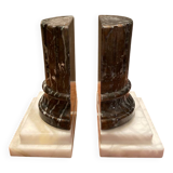 Luxury marble bookend set black and white baroque columns