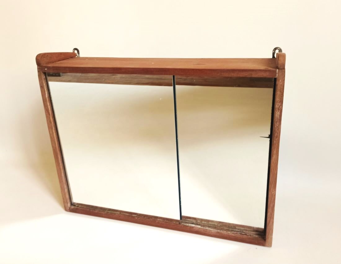 Small Wall Mounted Teak Toilet Cabinet Solid 50s