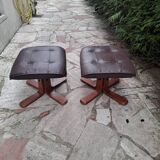 Set of 80s footrests in wooden skai