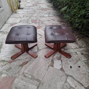 Lot de repose-pieds années 80 Skaï bois
