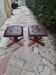 Set of 80s wooden faux leather footrests