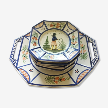 Old dessert service HB Quimper from the 20s