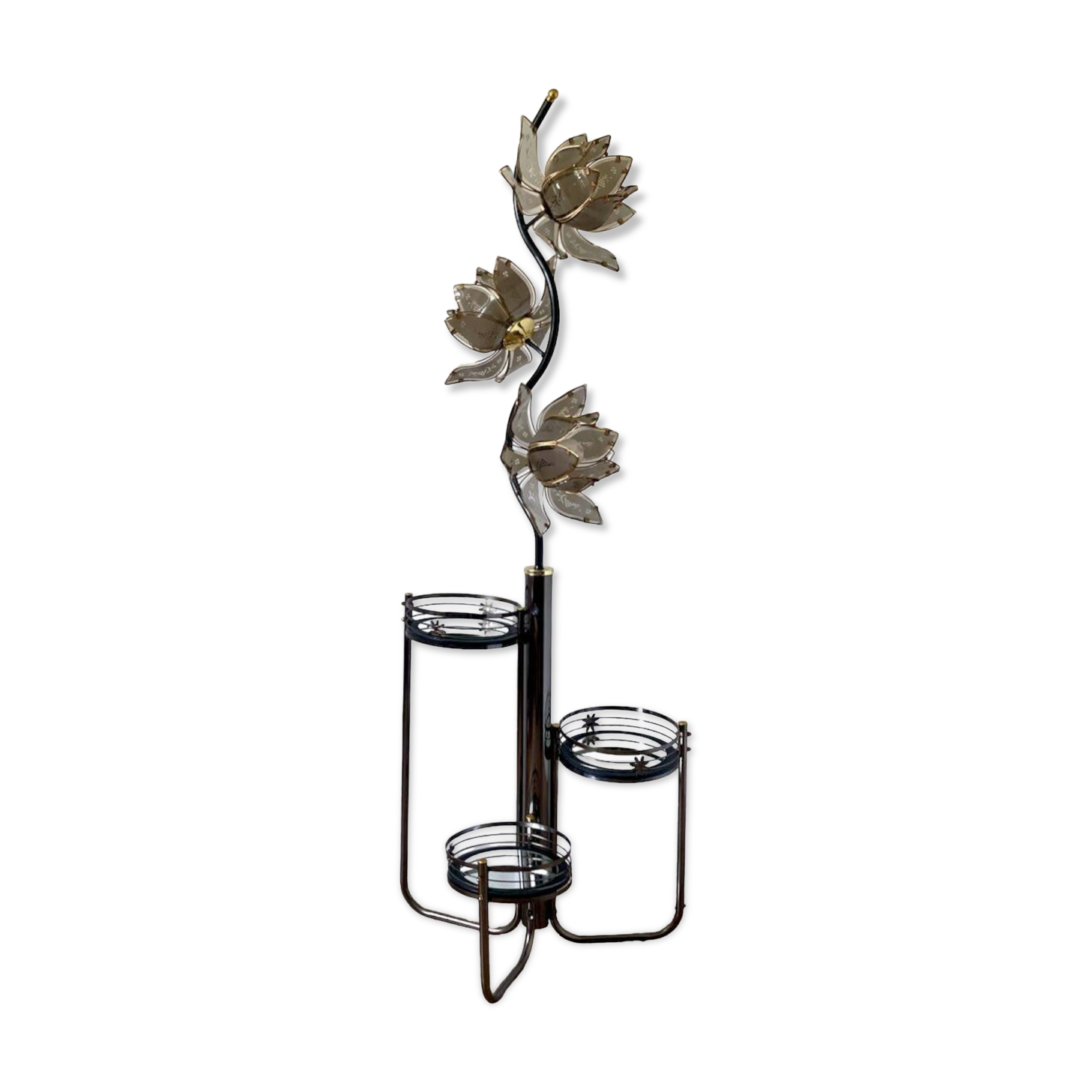 Lotus floor lamp 90s black and gold