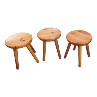 3 wooden stools