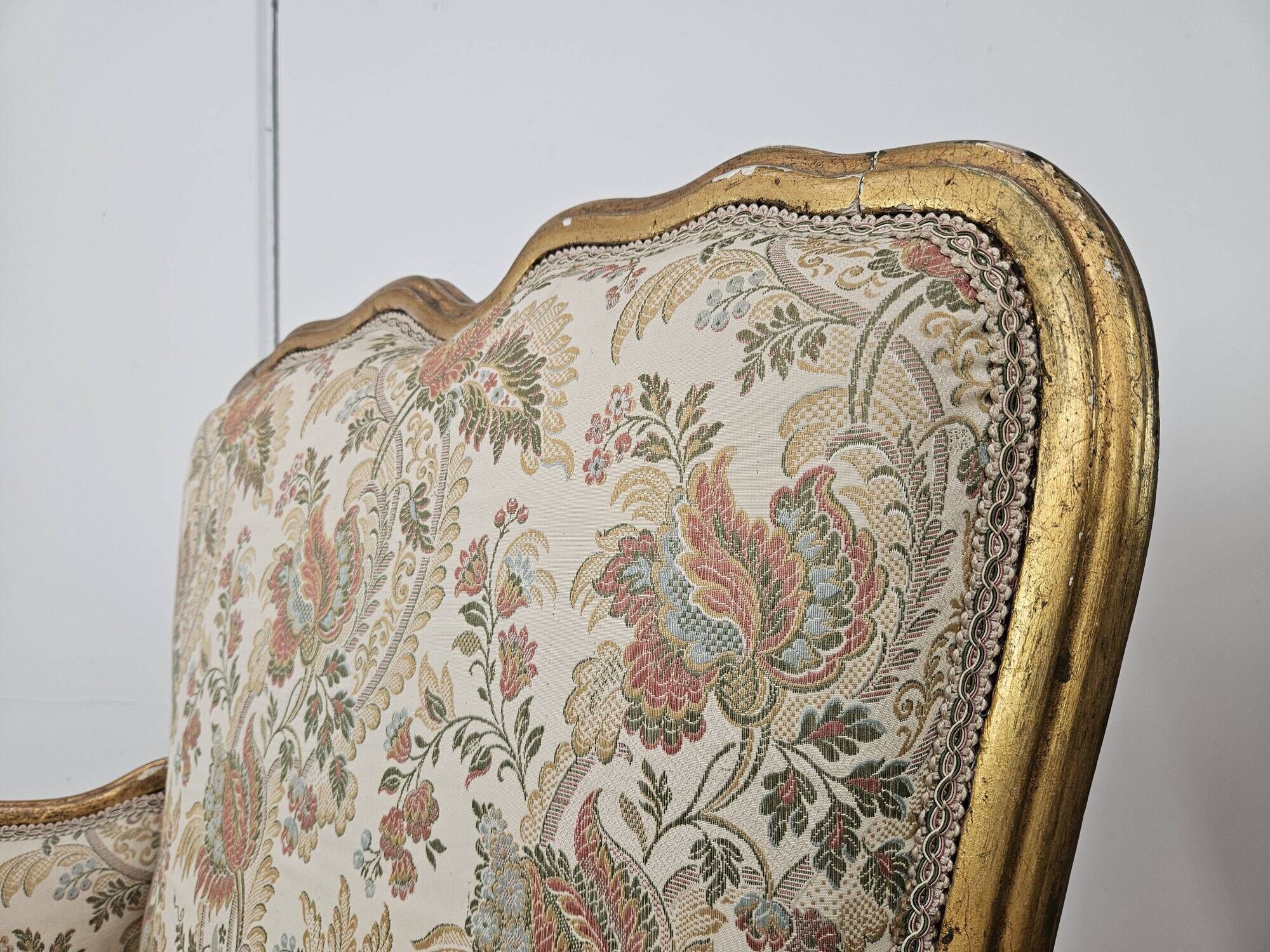 20th Century Italian Baroque Style Bergère Armchairs in Carved and Gilded W