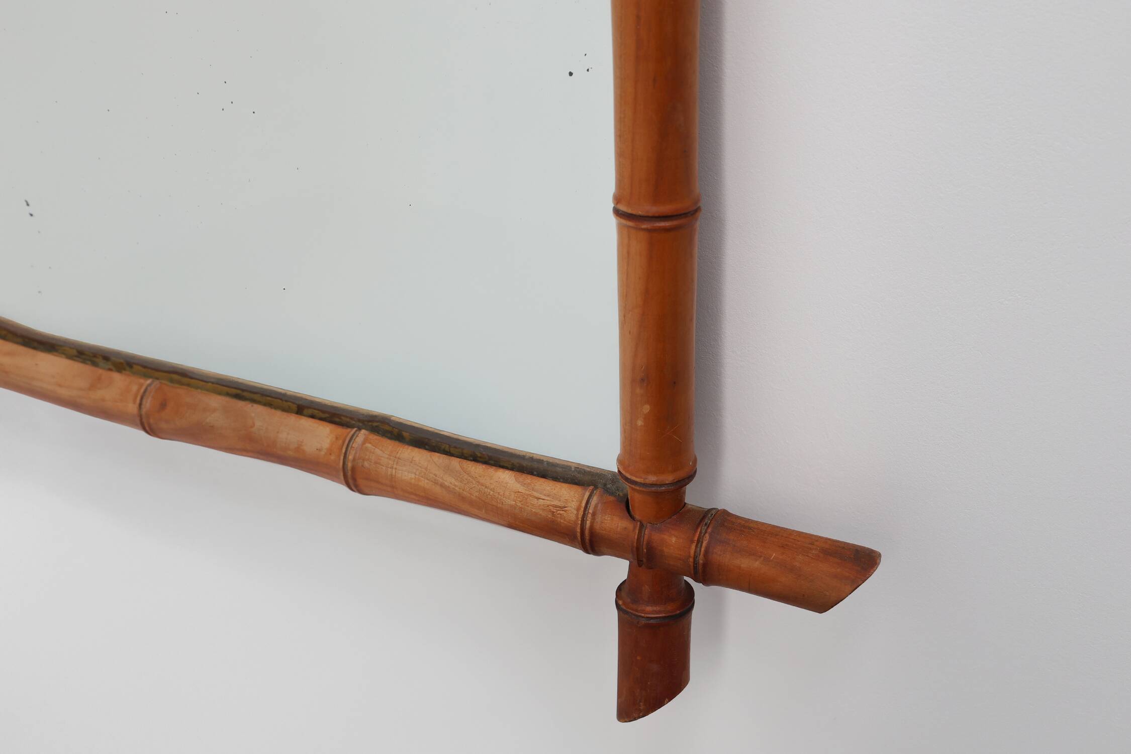 20th century rectangular faux bamboo wall mirror, France ca. 1960