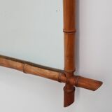 20th century rectangular faux bamboo wall mirror, France ca. 1960