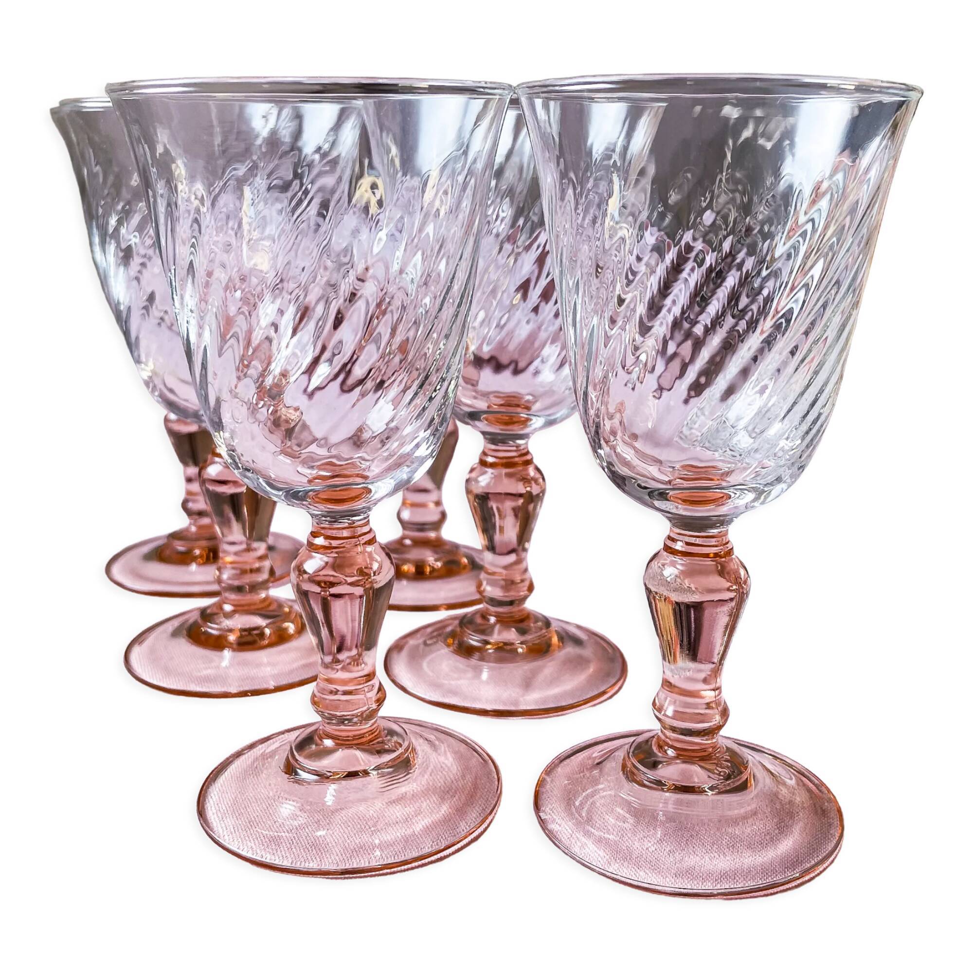 6 two-tone Rosaline white wine glasses