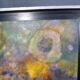 R. Bouvier (20th century) Surrealist composition Signed mounted canvas