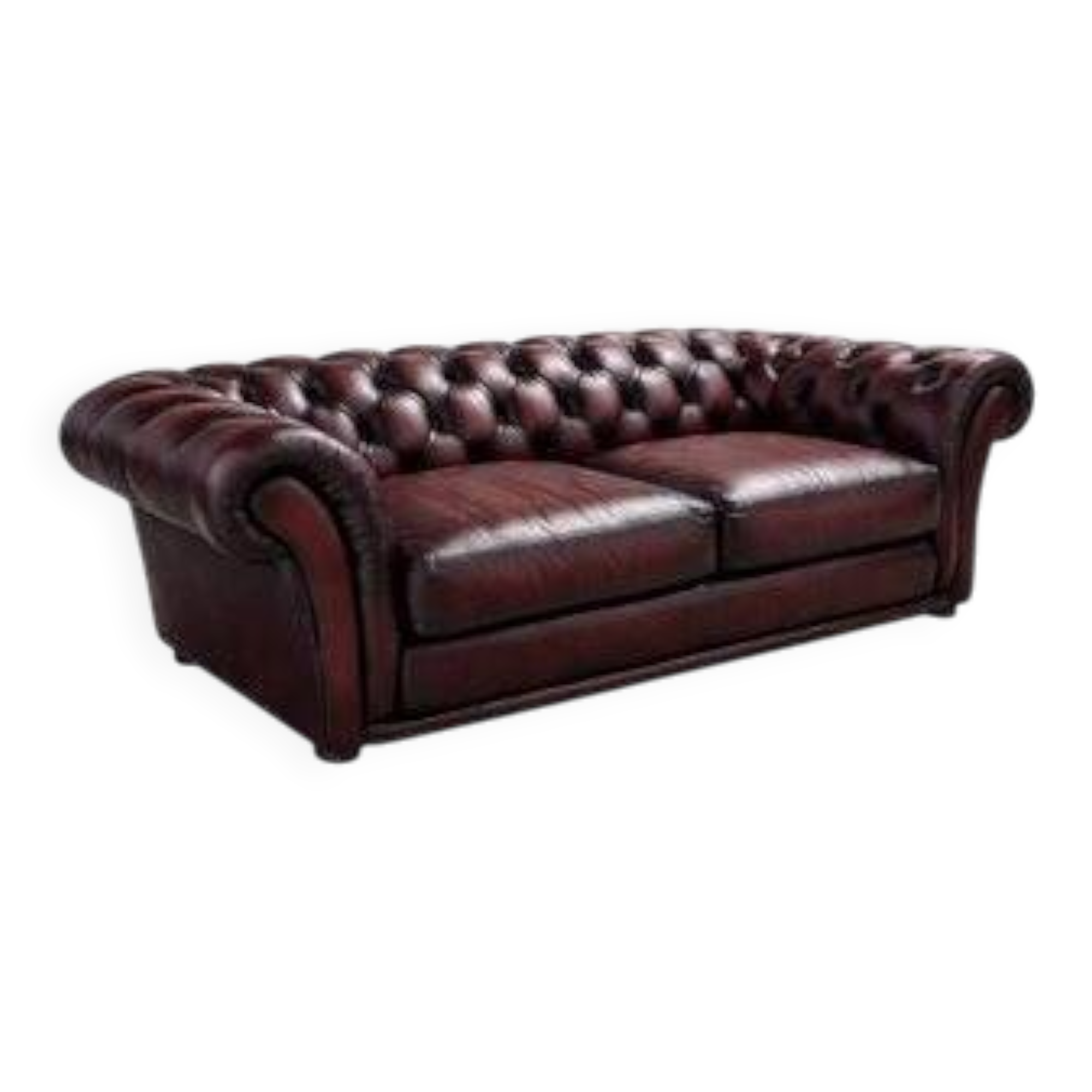 Brown tufted English Chesterfield leather sofa