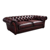 Brown tufted English Chesterfield leather sofa